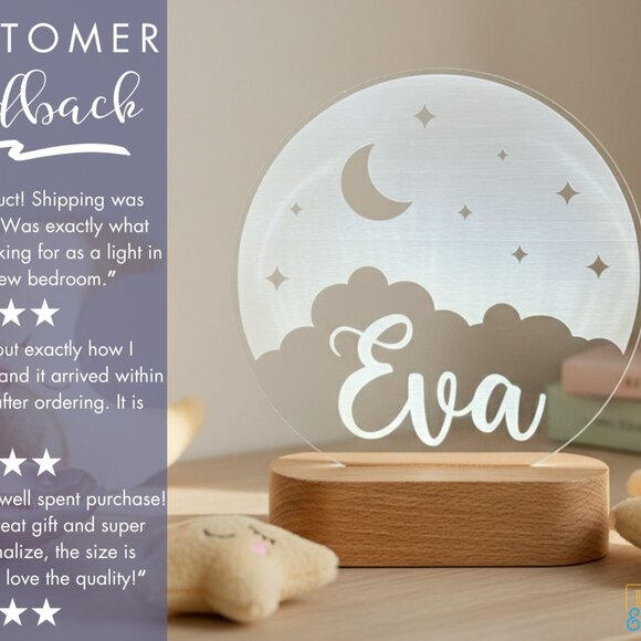 Clouds & Stars Custom Name Light | Personalized LED Cloud Sign | Kids Gift - Picture 7 of 8